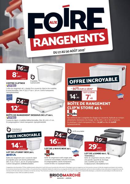 Foire aux rangements Du mercredi 27 août au samedi 30 août 2025