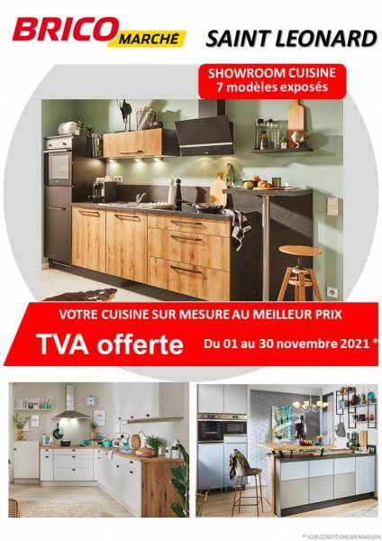 Profitez de la TVA offerte jusqu'au 30 novembre 2021 sur votre cuisine sur mesure dans votre Bricomarché Saint Léonard à proximité de Fécamp